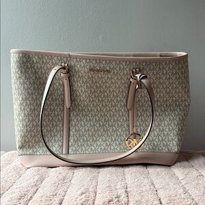 Michael Kors Pink and Beige Signature Tote